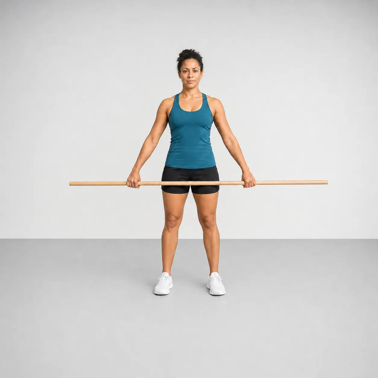 Dowel pass-through starting position, dowel held in front