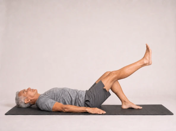 Straight leg raised parallel with the opposite bent thigh