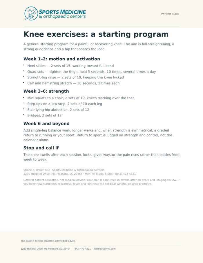 First page of Knee Exercises