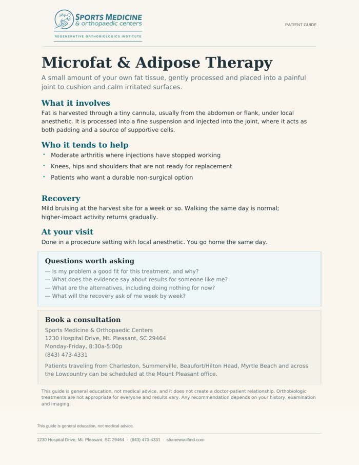 First page of Microfat and Adipose Therapy
