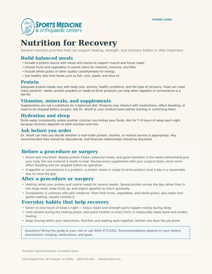 First page of Anti-Inflammatory Nutrition for Recovery