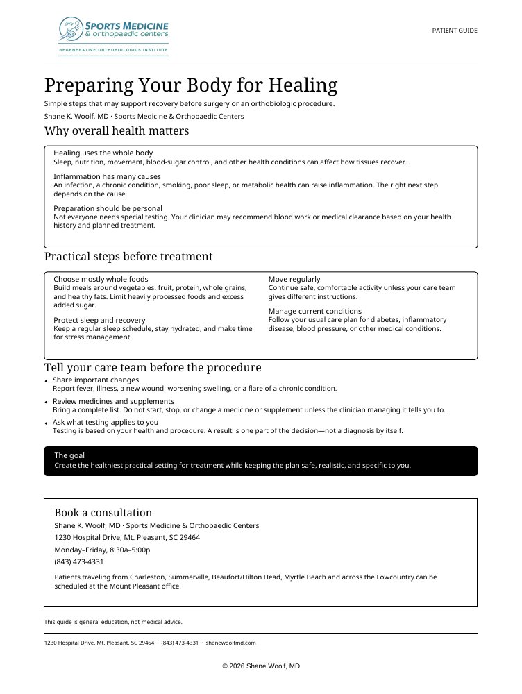 First page of Preparing Your Body for Healing
