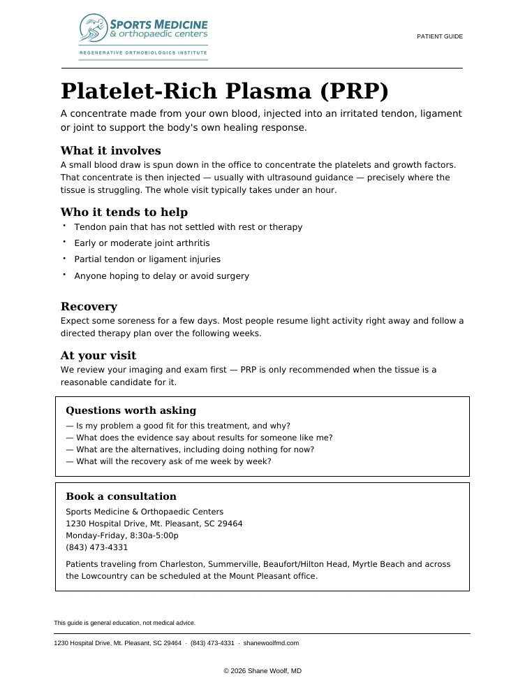 First page of Platelet-Rich Plasma (PRP)