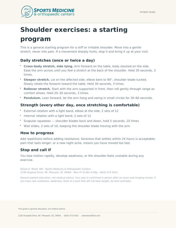 First page of Shoulder Exercises