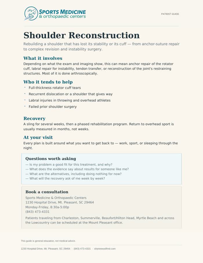 First page of Shoulder Reconstruction